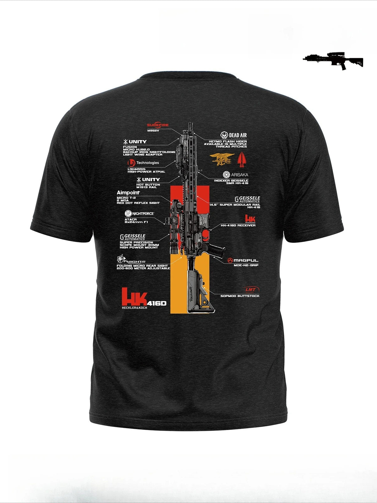 HK416D Tactical Army Fan Club Outdoor Training Competition Women Men T-shirt Pure Cotton Original Loose Oversized Tee Crew Neck
