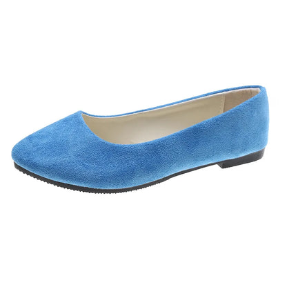 Slip On Women Flats Shoes Candy Color Pointed Toe Female Loafers Large Size Shoes Woman Spring Flock Ladies Ballet Flats WSH2214