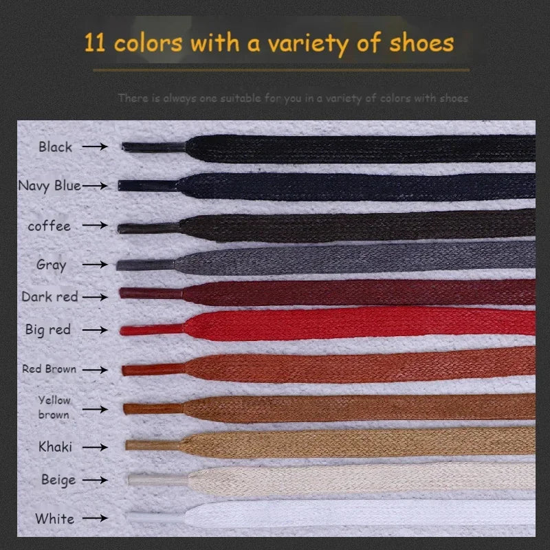 1Pair Quality Flat Waterproof Shoe laces Waxed Cotton Shoelaces Unisex Boots Casual Sneakers Shoelace Leather Laces Shoes