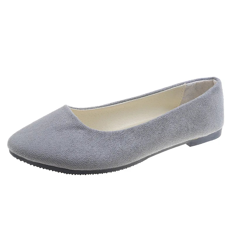 Slip On Women Flats Shoes Candy Color Pointed Toe Female Loafers Large Size Shoes Woman Spring Flock Ladies Ballet Flats WSH2214