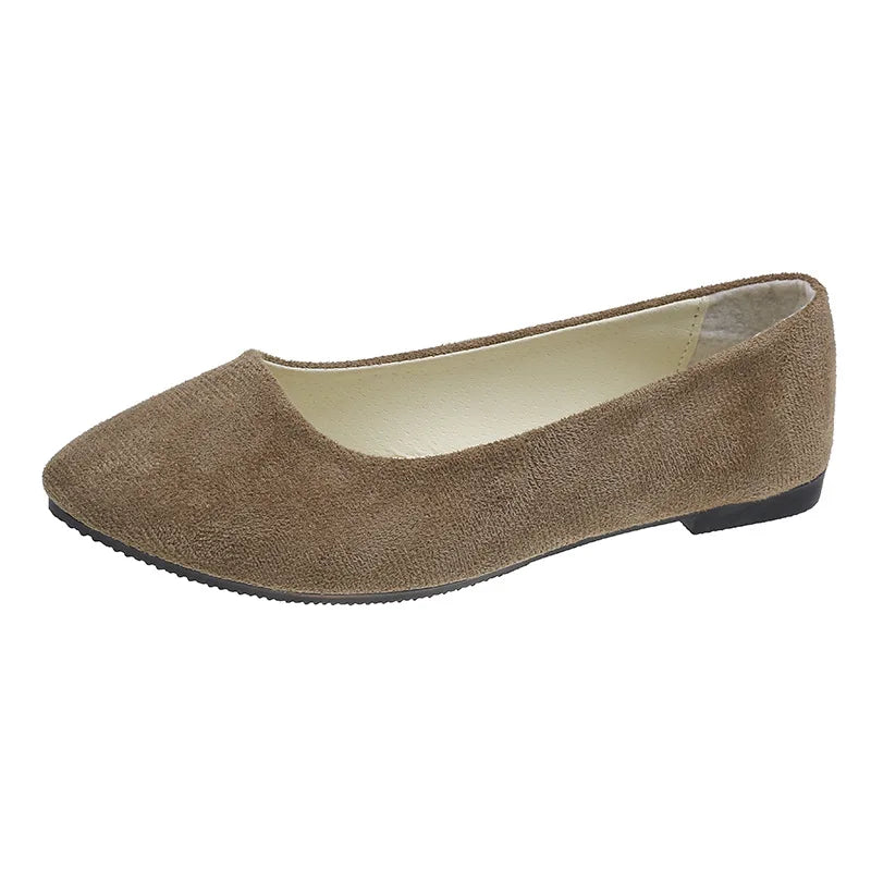 Slip On Women Flats Shoes Candy Color Pointed Toe Female Loafers Large Size Shoes Woman Spring Flock Ladies Ballet Flats WSH2214