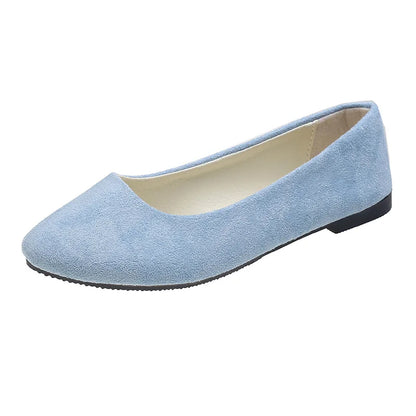 Slip On Women Flats Shoes Candy Color Pointed Toe Female Loafers Large Size Shoes Woman Spring Flock Ladies Ballet Flats WSH2214