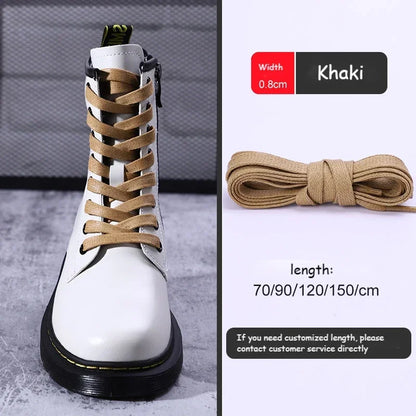 1Pair Quality Flat Waterproof Shoe laces Waxed Cotton Shoelaces Unisex Boots Casual Sneakers Shoelace Leather Laces Shoes