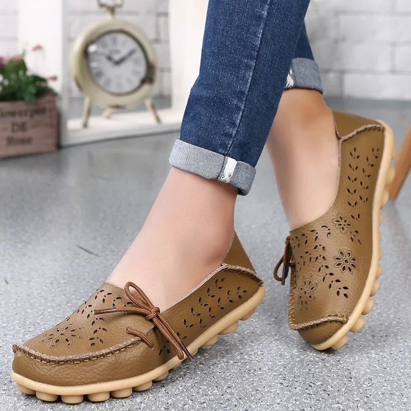 Women Shoes Leather Ballet Flats Zapatos Mujeres 2026 Trend Loafers Women's Summer Shoes Casual Flats Breather Summer Footwear