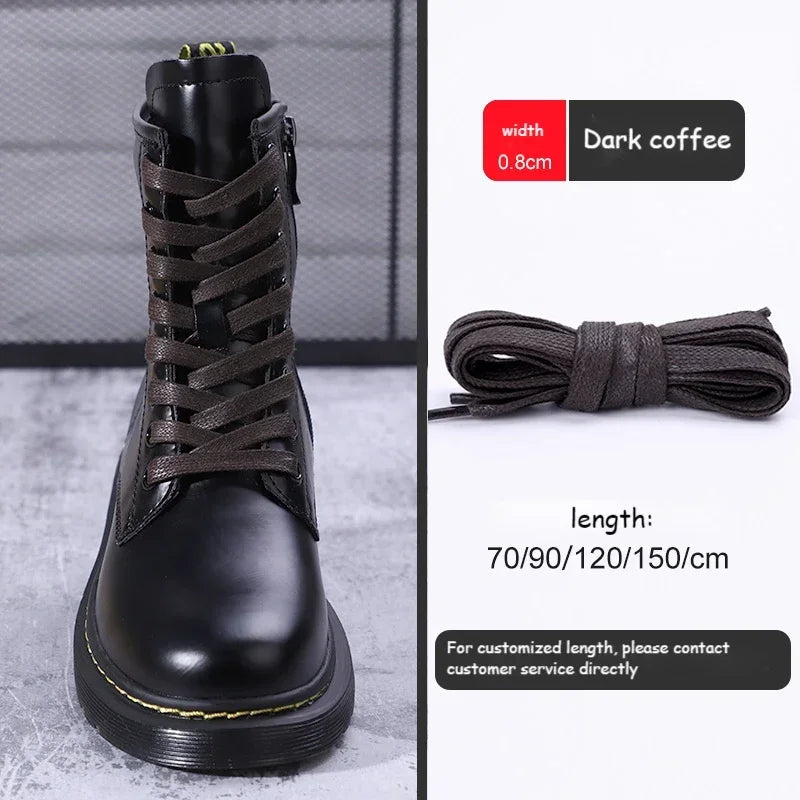 1Pair Quality Flat Waterproof Shoe laces Waxed Cotton Shoelaces Unisex Boots Casual Sneakers Shoelace Leather Laces Shoes
