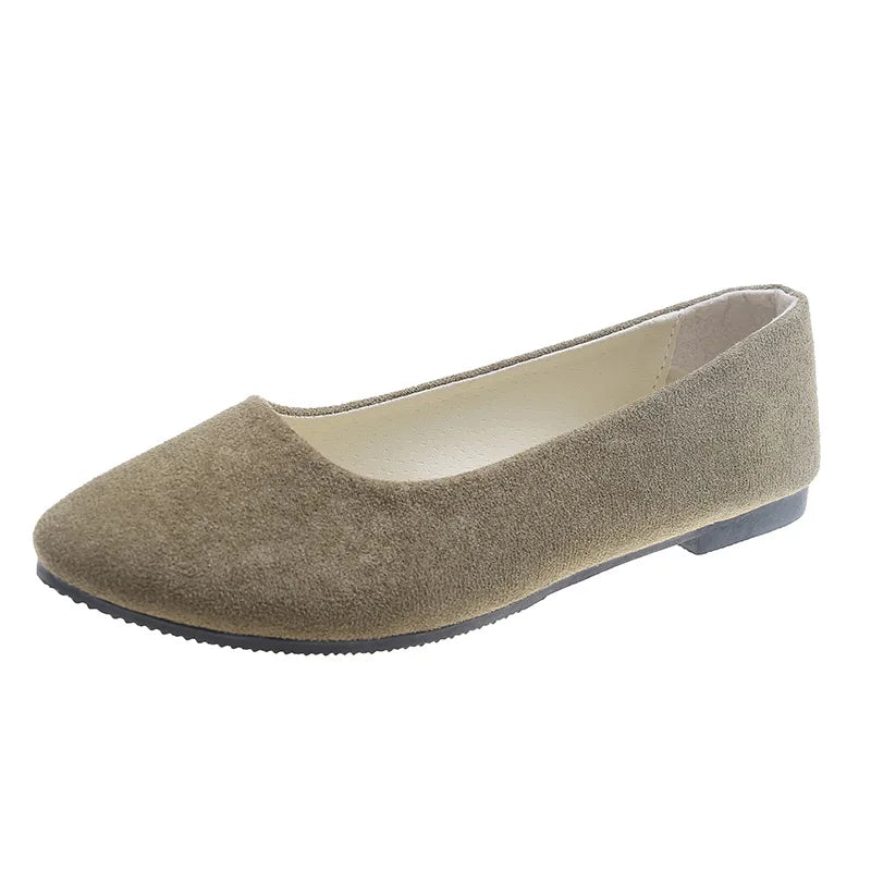 Slip On Women Flats Shoes Candy Color Pointed Toe Female Loafers Large Size Shoes Woman Spring Flock Ladies Ballet Flats WSH2214