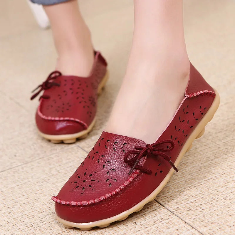 Women Shoes Leather Ballet Flats Zapatos Mujeres 2026 Trend Loafers Women's Summer Shoes Casual Flats Breather Summer Footwear