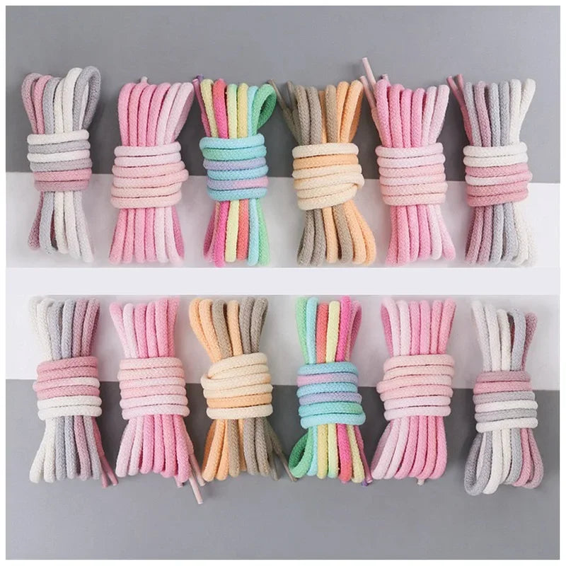 1Pair Colorful Round Shoelaces Rainbow Cotton Shoelace Running Sneakers Laces 80/100/120/140/160CM Shoe laces Shoes Accessories