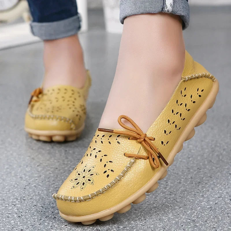 Women Shoes Leather Ballet Flats Zapatos Mujeres 2026 Trend Loafers Women's Summer Shoes Casual Flats Breather Summer Footwear