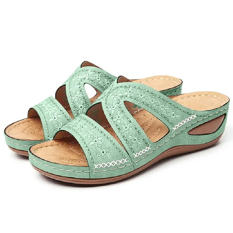 Summer Women Wedge Sandals Premium Orthopedic Open Toe Sandals Vintage Anti-Slip Leather Casual Female Platform Retro Shoes New