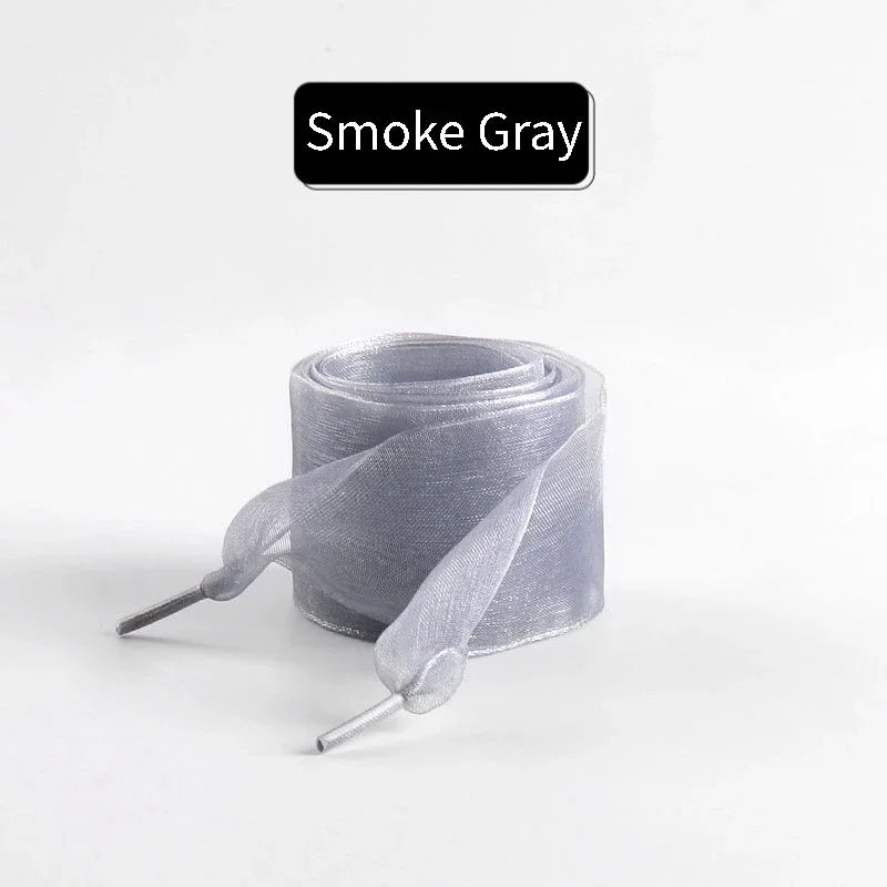 Fashion Chiffon Yarn Shoelaces 4cm Wider Flat Silk Shoelace Sneakers Rope Laces for Shoes  Shoes Accessories 100/120/140/160CM