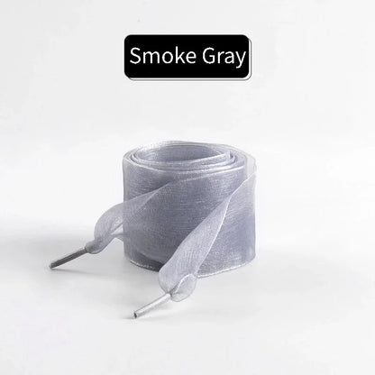 Fashion Chiffon Yarn Shoelaces 4cm Wider Flat Silk Shoelace Sneakers Rope Laces for Shoes  Shoes Accessories 100/120/140/160CM