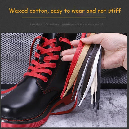 1Pair Quality Flat Waterproof Shoe laces Waxed Cotton Shoelaces Unisex Boots Casual Sneakers Shoelace Leather Laces Shoes