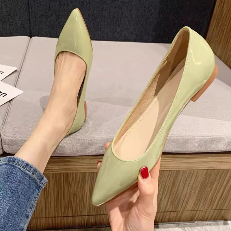 Spring Autumn Women Flats Pointed Toe New 2021 Plaid Ballet Flats Woman Shoes Solid Color Boat Shoes zapatos mujer Single Shoes