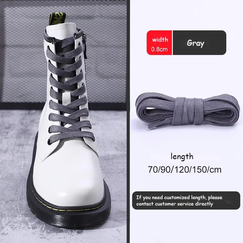 1Pair Quality Flat Waterproof Shoe laces Waxed Cotton Shoelaces Unisex Boots Casual Sneakers Shoelace Leather Laces Shoes