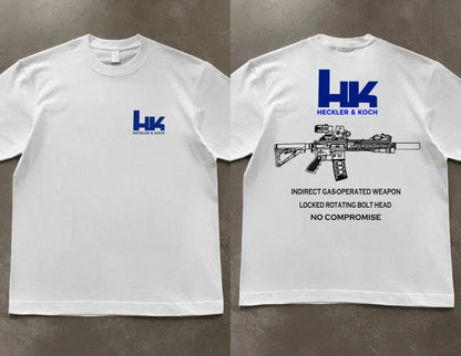 HK416D Tactical Army Fan Club Outdoor Training Competition Women Men T-shirt Pure Cotton Original Loose Oversized Tee Crew Neck
