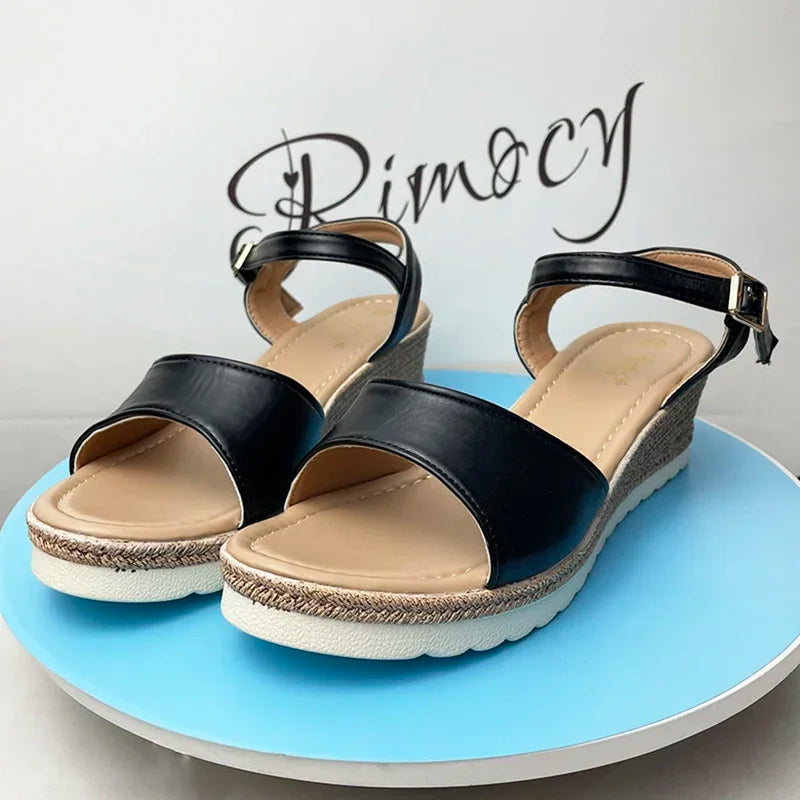 Lightweight Wedge Sandals for Women Summer 2025 Buckle Strap Platform Sandles Woman Thick Sole Non Slip Casual Sandalias Mujer