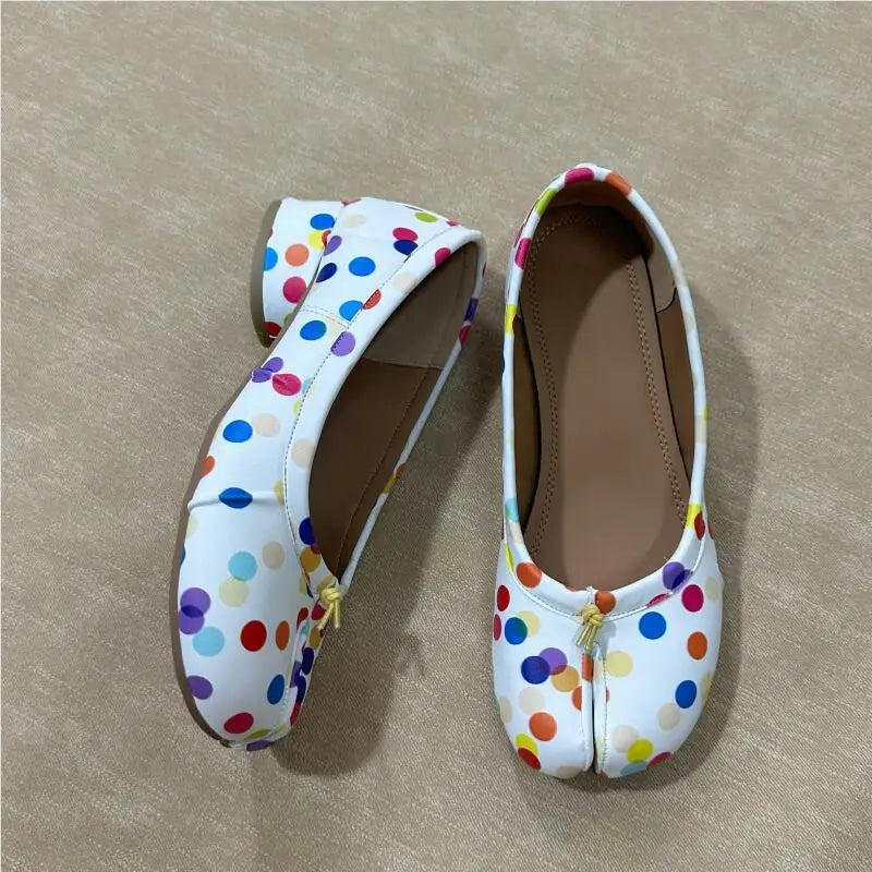 Fashion Colorful Polka Dot Split toe Women Ballet Flats Sweet Spring Summer Tabi Walking Loafers Casual Girls Dance Lazy Shoes