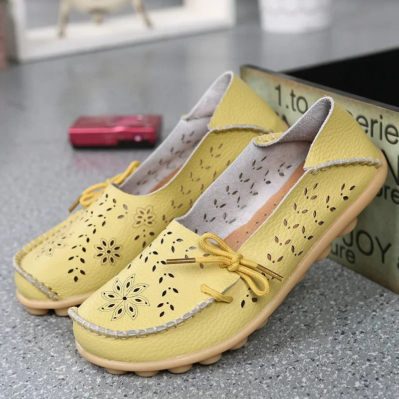 Women Shoes Leather Ballet Flats Zapatos Mujeres 2026 Trend Loafers Women's Summer Shoes Casual Flats Breather Summer Footwear
