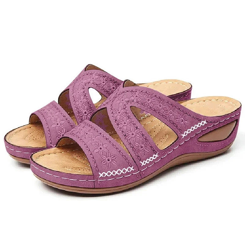 Summer Women Wedge Sandals Premium Orthopedic Open Toe Sandals Vintage Anti-Slip Leather Casual Female Platform Retro Shoes New