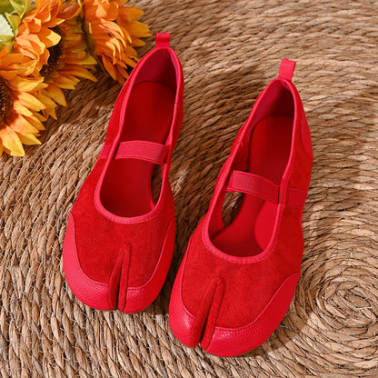 New Red Ballet Flats Trainers Women Split Toe Ballerina Tabi Walking Sneakers Woman Mary Jane Shoes Footwear