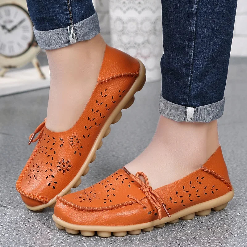 Women Shoes Leather Ballet Flats Zapatos Mujeres 2026 Trend Loafers Women's Summer Shoes Casual Flats Breather Summer Footwear