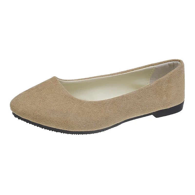Slip On Women Flats Shoes Candy Color Pointed Toe Female Loafers Large Size Shoes Woman Spring Flock Ladies Ballet Flats WSH2214
