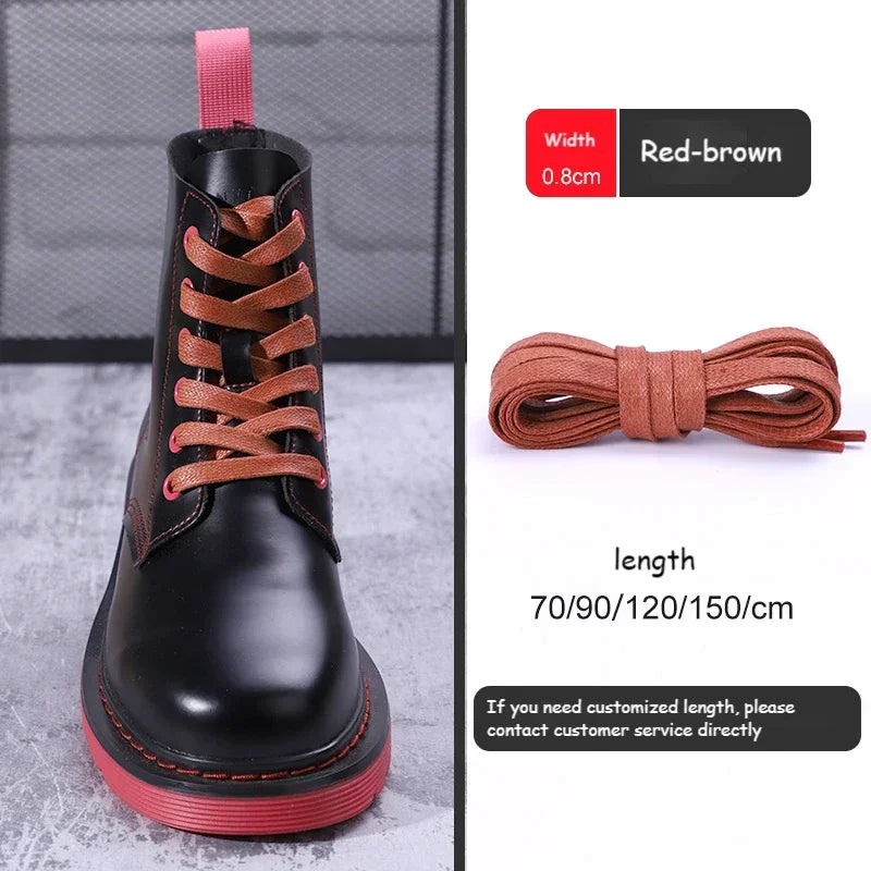1Pair Quality Flat Waterproof Shoe laces Waxed Cotton Shoelaces Unisex Boots Casual Sneakers Shoelace Leather Laces Shoes