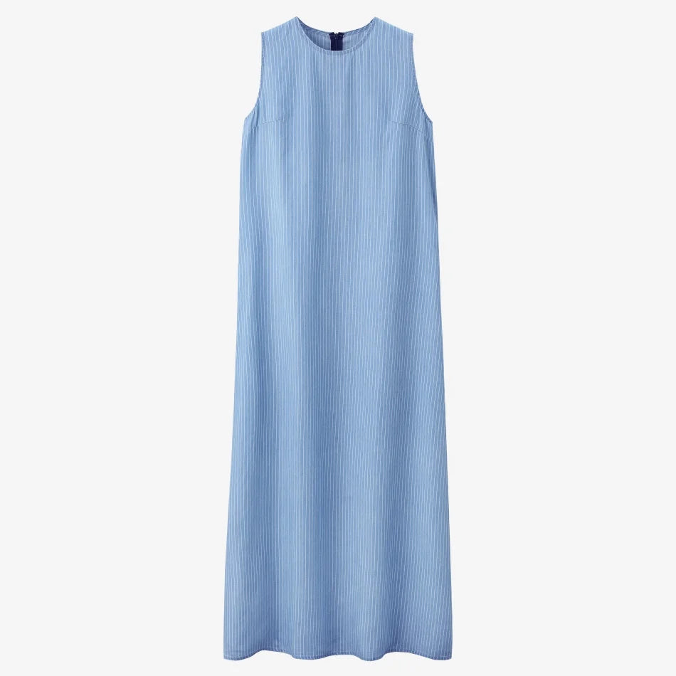 AS  SS26 Lyocell light Denim pinstripe wrap shirt + dress matching set fashionable vitality women's outfit