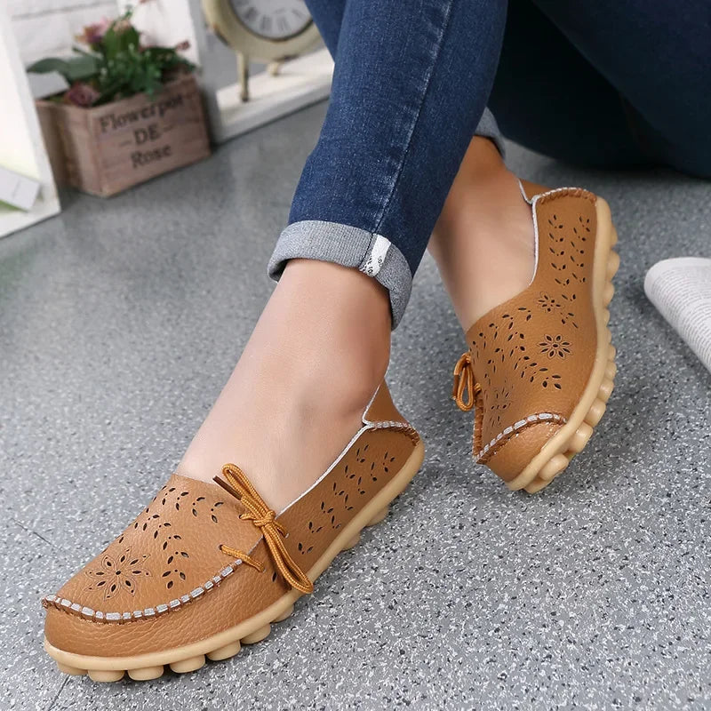Women Shoes Leather Ballet Flats Zapatos Mujeres 2026 Trend Loafers Women's Summer Shoes Casual Flats Breather Summer Footwear