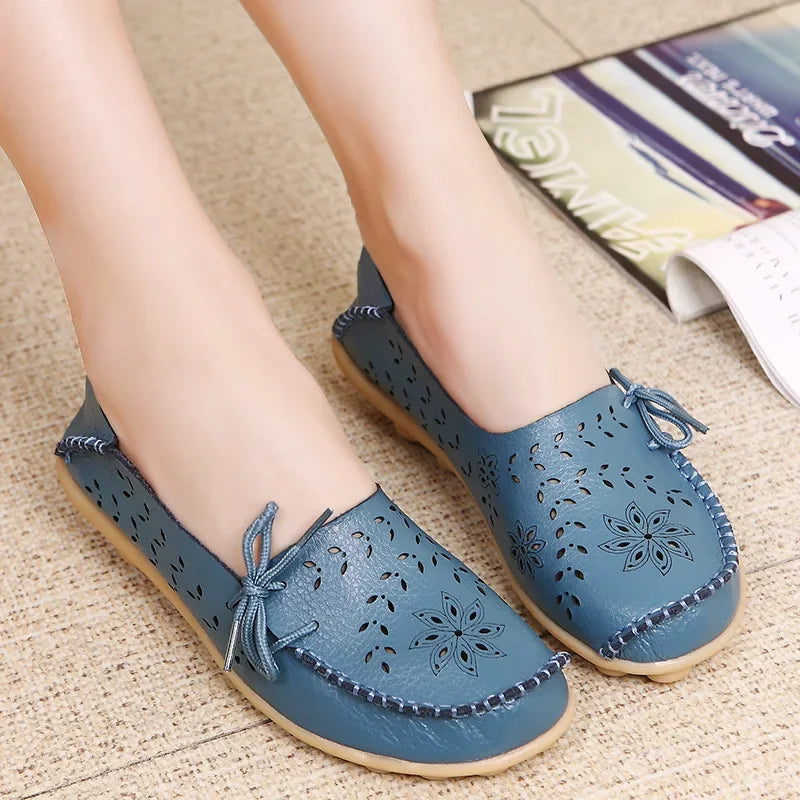 Women Shoes Leather Ballet Flats Zapatos Mujeres 2026 Trend Loafers Women's Summer Shoes Casual Flats Breather Summer Footwear
