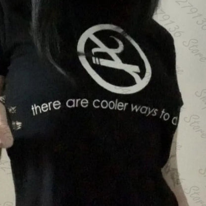 Y2k Style Goth Letter Print Vintage Street Women Grunge T-shirt Clothes Aesthetic 2000s Tops Cute Emo Girl Crop Slim Baby Tee