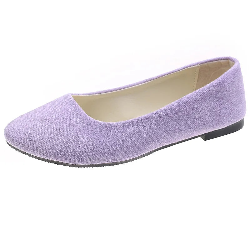 Slip On Women Flats Shoes Candy Color Pointed Toe Female Loafers Large Size Shoes Woman Spring Flock Ladies Ballet Flats WSH2214