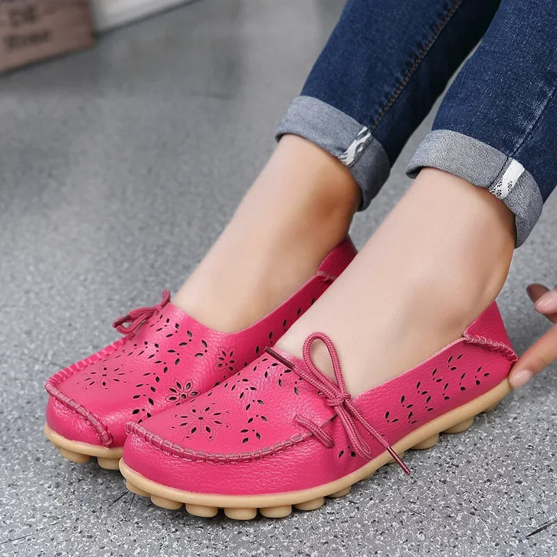 Women Shoes Leather Ballet Flats Zapatos Mujeres 2026 Trend Loafers Women's Summer Shoes Casual Flats Breather Summer Footwear