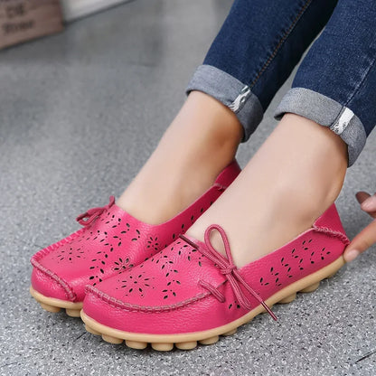 Women Shoes Leather Ballet Flats Zapatos Mujeres 2026 Trend Loafers Women's Summer Shoes Casual Flats Breather Summer Footwear