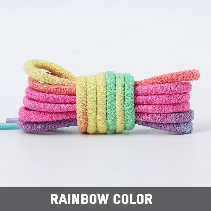 1Pair Colorful Round Shoelaces Rainbow Cotton Shoelace Running Sneakers Laces 80/100/120/140/160CM Shoe laces Shoes Accessories